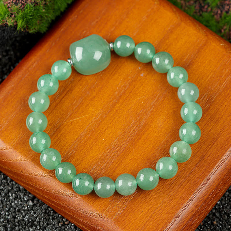 EverestArtStudios Cute Cat Design Blue Lace Agate Clear Quartz  Beaded Bracelet
