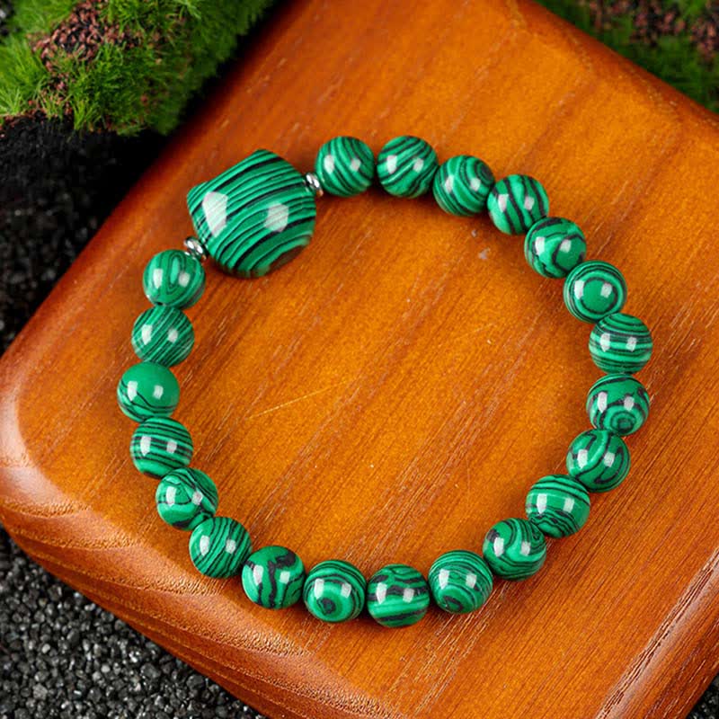 Buddha Stones Cute Cat Design Blue Lace Agate Clear Quartz  Beaded Bracelet