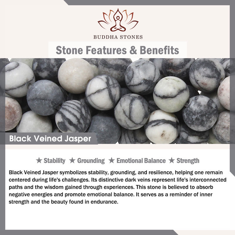 Buddha Stones 3pcs "Filter the Heavy" Black Veined Strength Bracelet Includes Gift Message Card