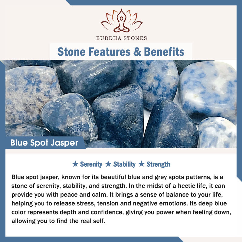 Buddha Stones Amethyst Tiger's Eye Rose Quartz Blue Spot Jasper Black Obsidian Calm Flat Bead Bracelet
