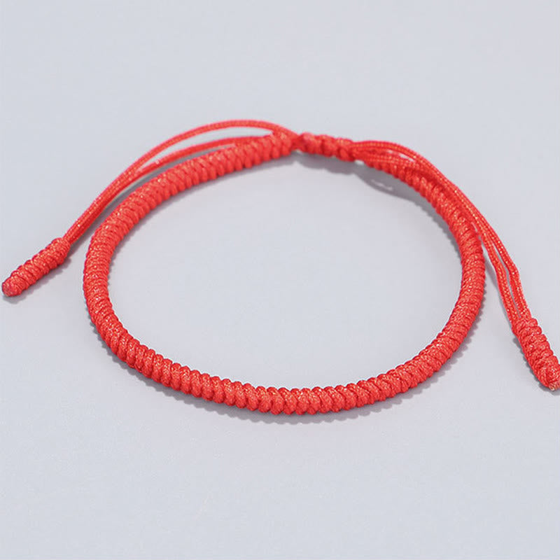 Buddha Stones 3Pcs Golden Copper Beads Red String Luck Bracelet