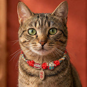 Buddha Stones Red String Plaited Auspicious Fu Character Protection Adjustable Cats Pet Collar