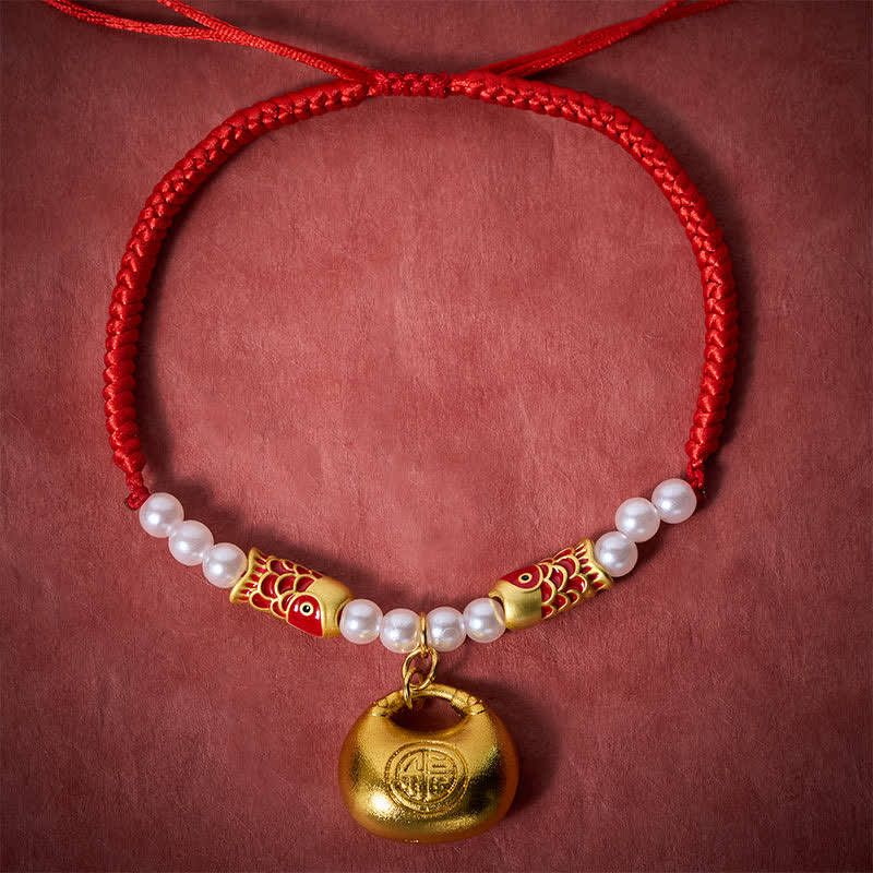 Buddha Stones Red String Plaited Koi Fish Fu Character Fortune Adjustable Cats Dogs Pet Collar