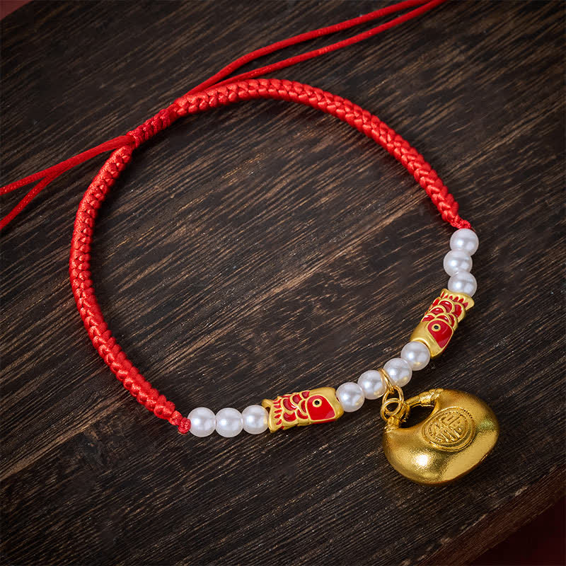 Buddha Stones Red String Plaited Koi Fish Fu Character Fortune Adjustable Cats Dogs Pet Collar