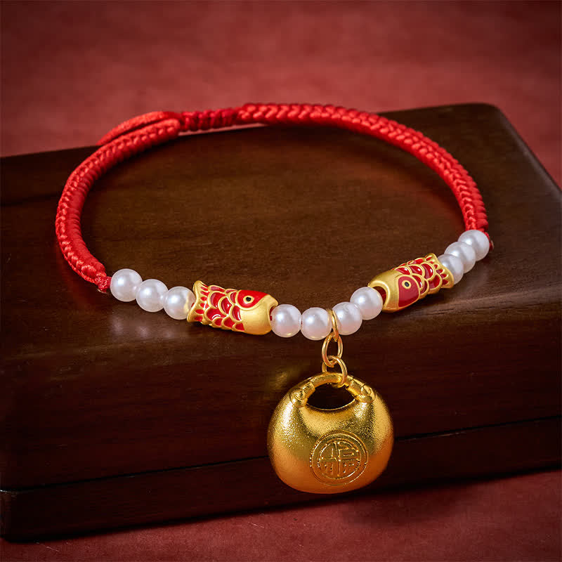 Buddha Stones Red String Plaited Koi Fish Fu Character Fortune Adjustable Cats Dogs Pet Collar