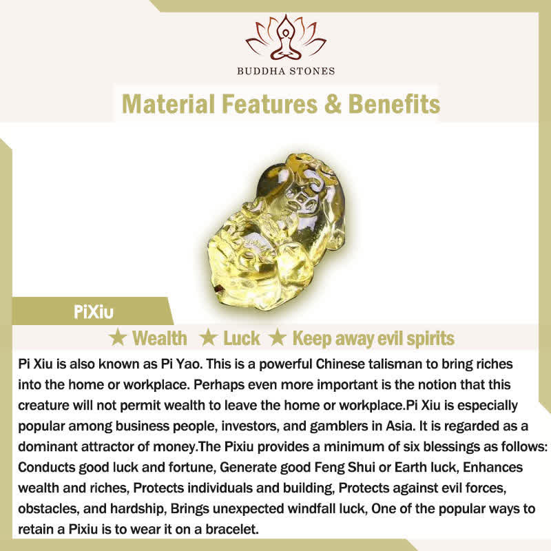Buddha Stones Citrine Pi Xiu Abundance and Wealth Double Wrap Bracelet