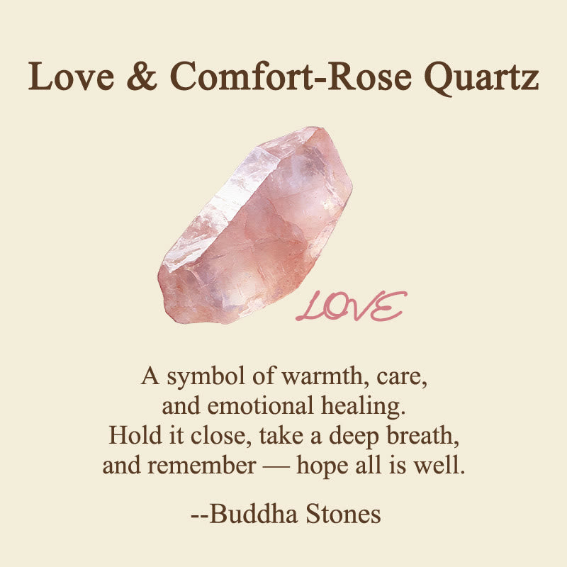 Buddha Stones LOVE Engraved Natural Rose Quartz Palm Stone Healing Crystal Decor