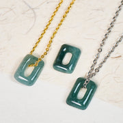EverestArtstudios Mini Square Green Jade Abundance Necklace Pendant
