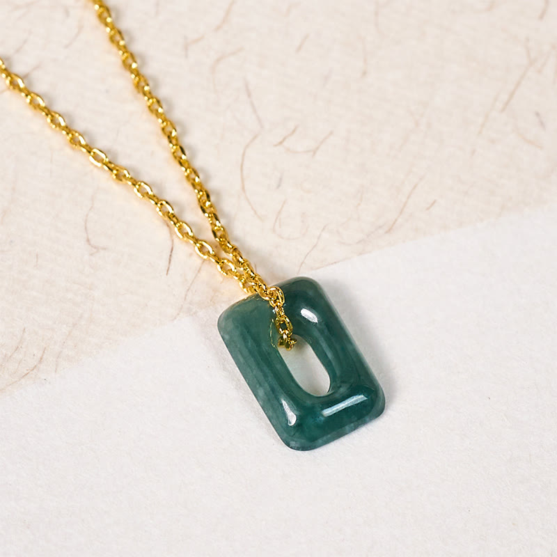 EverestArtstudios Mini Square Green Jade Abundance Necklace Pendant