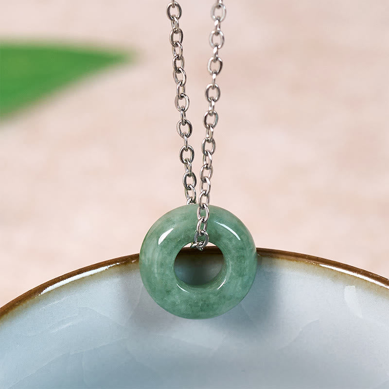 EverestArtstudios Green Jade Peace Buckle Abacus Luck Necklace Pendant