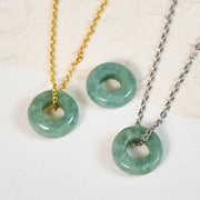 EverestArtstudios Green Jade Peace Buckle Abacus Luck Necklace Pendant