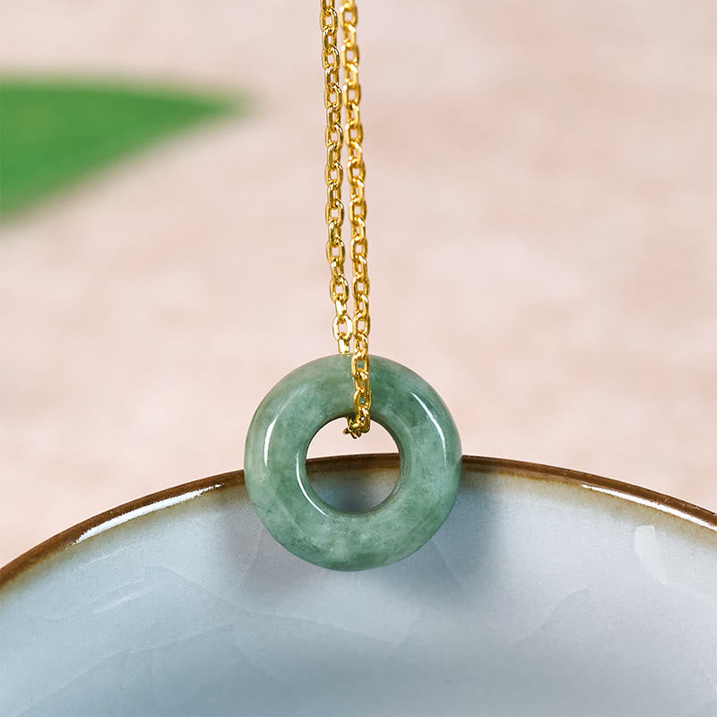 EverestArtstudios Green Jade Peace Buckle Abacus Luck Necklace Pendant