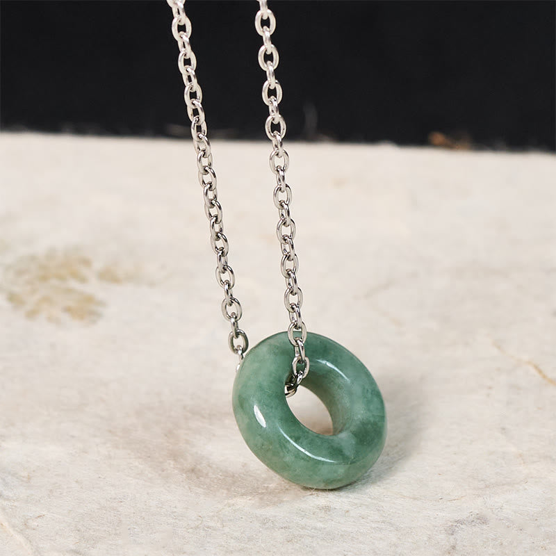 EverestArtstudios Green Jade Peace Buckle Abacus Luck Necklace Pendant