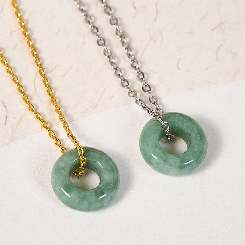 EverestArtstudios Green Jade Peace Buckle Abacus Luck Necklace Pendant