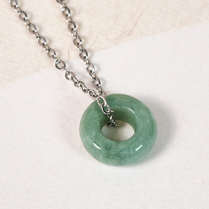 EverestArtstudios Green Jade Peace Buckle Abacus Luck Necklace Pendant