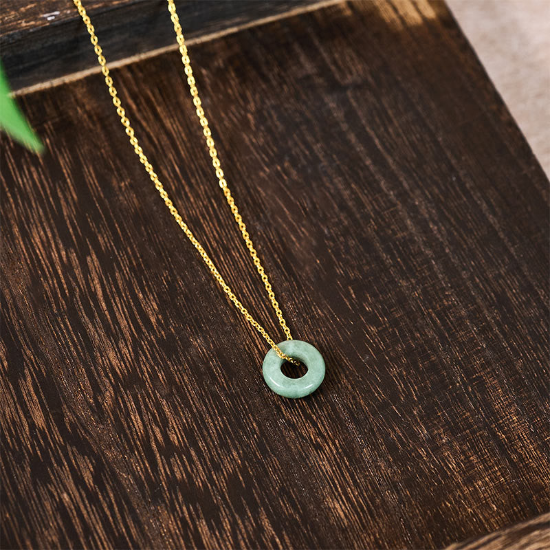 EverestArtstudios Green Jade Peace Buckle Abacus Luck Necklace Pendant