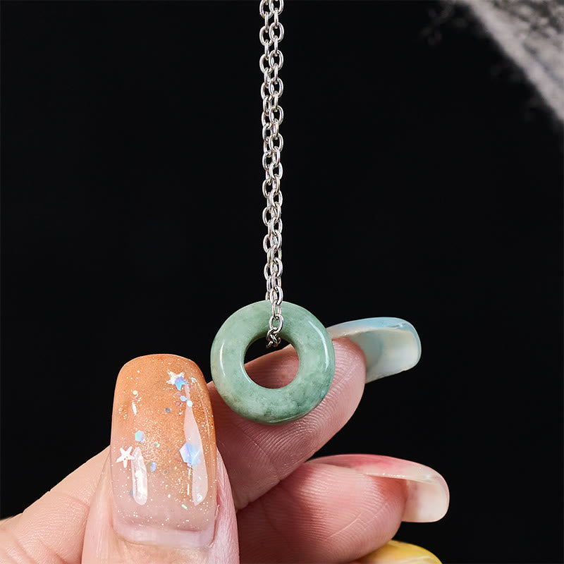 EverestArtstudios Green Jade Peace Buckle Abacus Luck Necklace Pendant