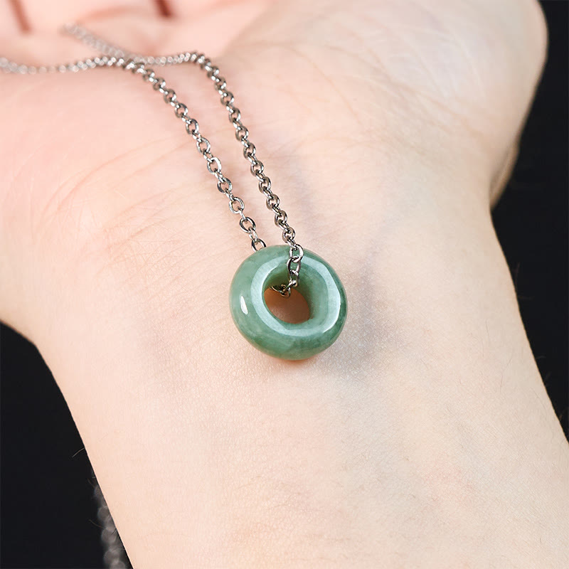 EverestArtstudios Green Jade Peace Buckle Abacus Luck Necklace Pendant