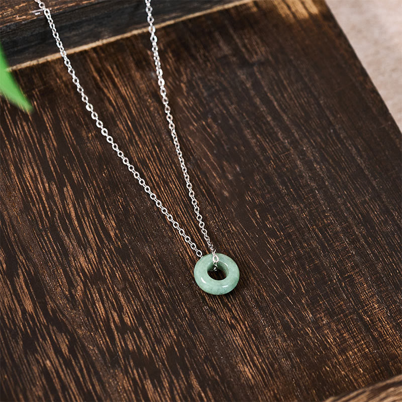 EverestArtstudios Green Jade Peace Buckle Abacus Luck Necklace Pendant