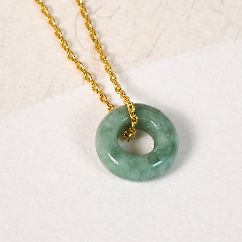 EverestArtstudios Green Jade Peace Buckle Abacus Luck Necklace Pendant