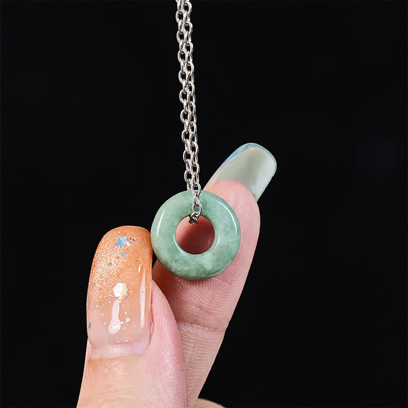 EverestArtstudios Green Jade Peace Buckle Abacus Luck Necklace Pendant