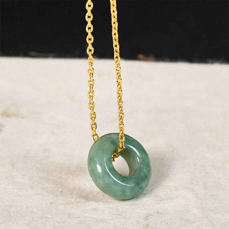 EverestArtstudios Green Jade Peace Buckle Abacus Luck Necklace Pendant