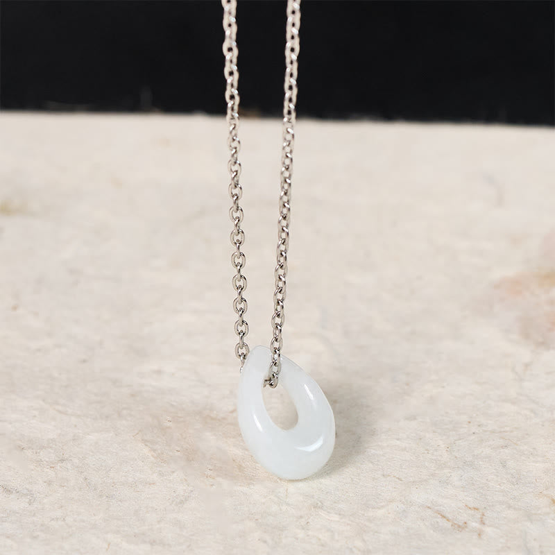 EverestArtstudios Water Droplet White Jade Luck Necklace Pendant