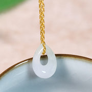 EverestArtstudios Water Droplet White Jade Luck Necklace Pendant