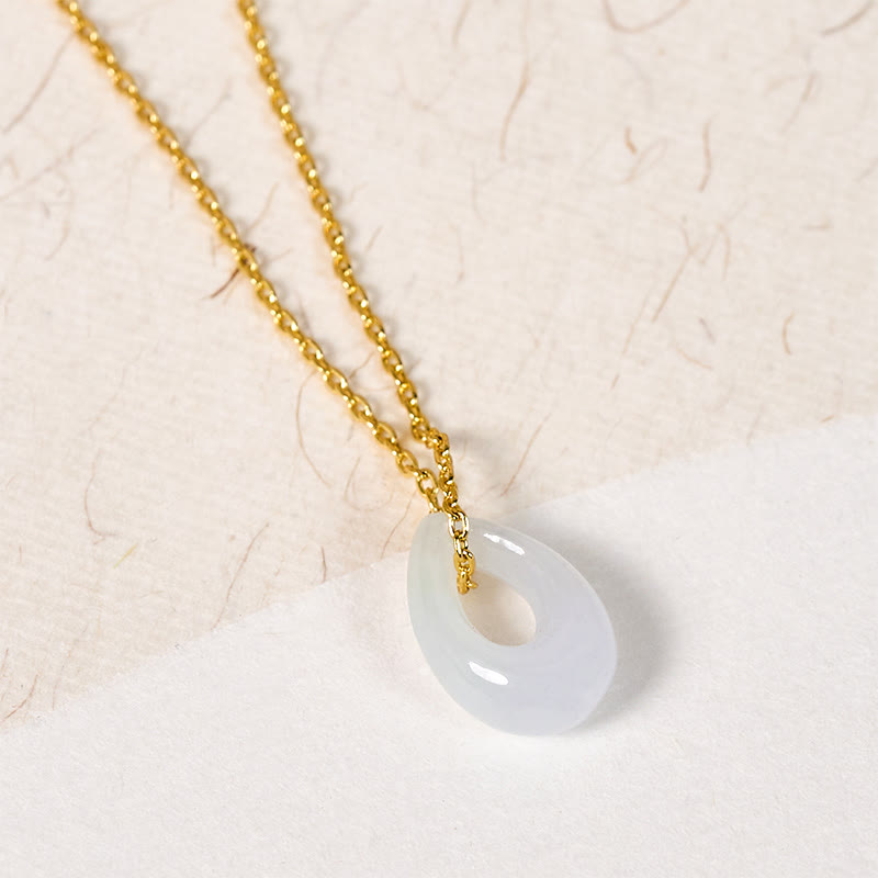 EverestArtstudios Water Droplet White Jade Luck Necklace Pendant