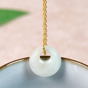 EverestArtstudios Round Buckle Jade Luck Necklace Pendant