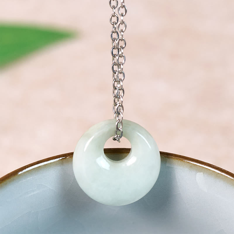 EverestArtstudios Round Buckle Jade Luck Necklace Pendant