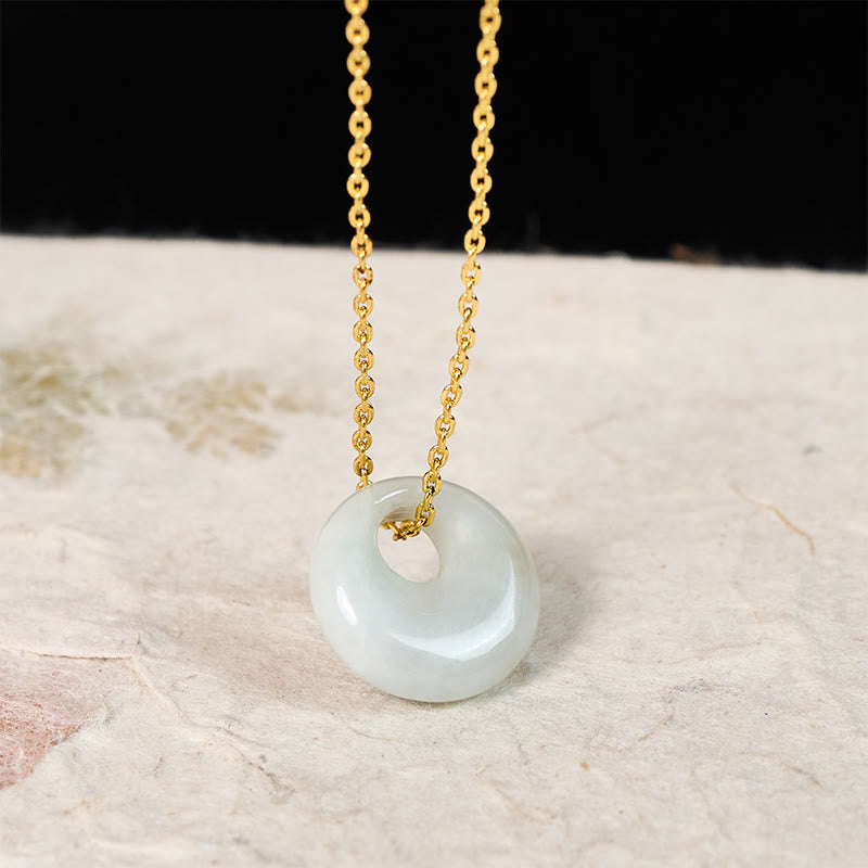 EverestArtstudios Round Buckle Jade Luck Necklace Pendant