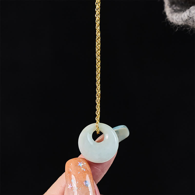EverestArtstudios Round Buckle Jade Luck Necklace Pendant