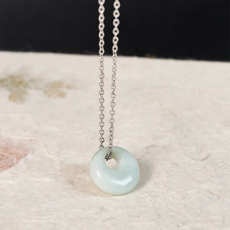 EverestArtstudios Round Buckle Jade Luck Necklace Pendant