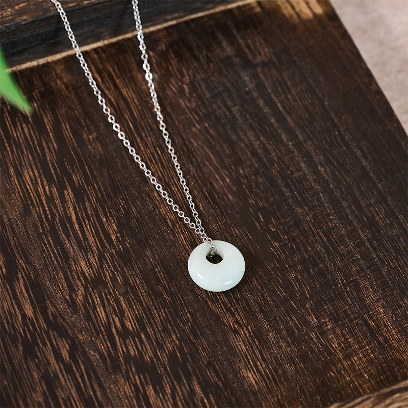 EverestArtstudios Round Buckle Jade Luck Necklace Pendant