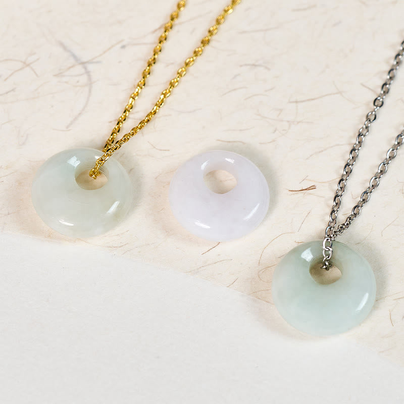 EverestArtstudios Round Buckle Jade Luck Necklace Pendant