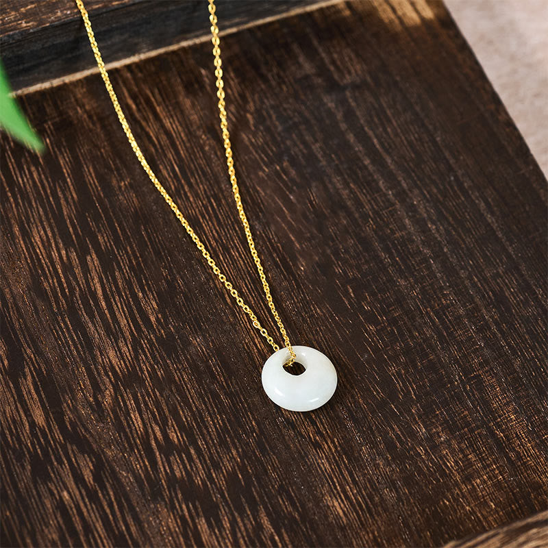 EverestArtstudios Round Buckle Jade Luck Necklace Pendant