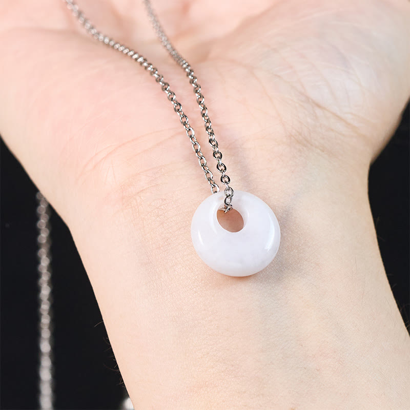 EverestArtstudios Round Buckle Jade Luck Necklace Pendant