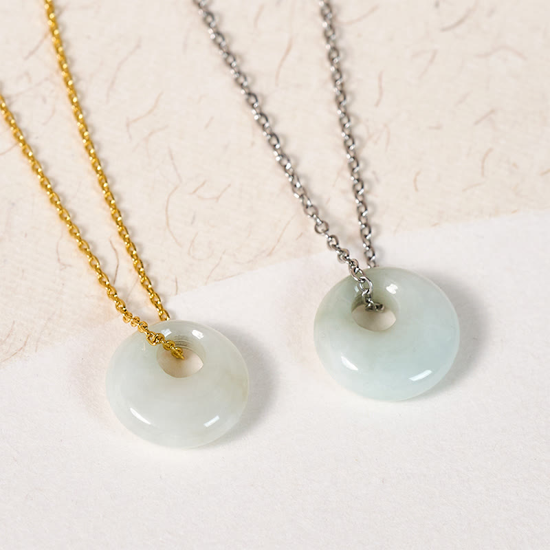 EverestArtstudios Round Buckle Jade Luck Necklace Pendant