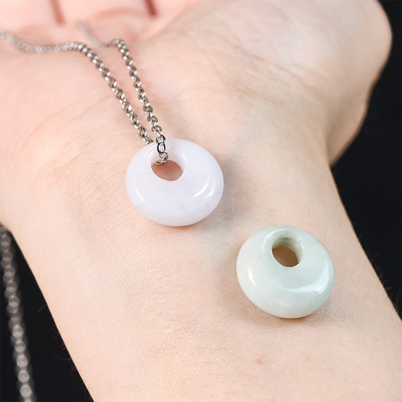 EverestArtstudios Round Buckle Jade Luck Necklace Pendant