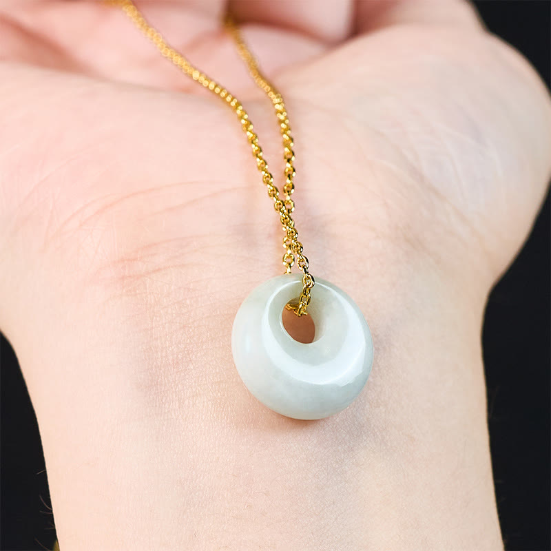 EverestArtstudios Round Buckle Jade Luck Necklace Pendant