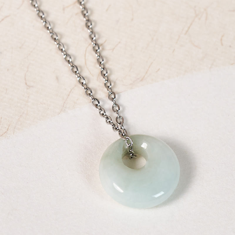 EverestArtstudios Round Buckle Jade Luck Necklace Pendant