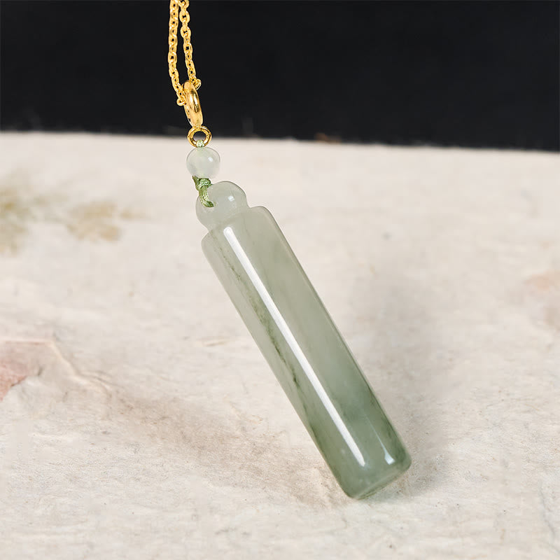 EverestArtstudios Cylinder Pattern Jade Luck Necklace Pendant