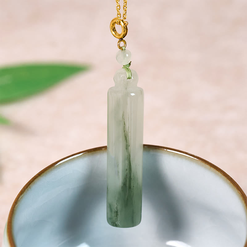 EverestArtstudios Cylinder Pattern Jade Luck Necklace Pendant