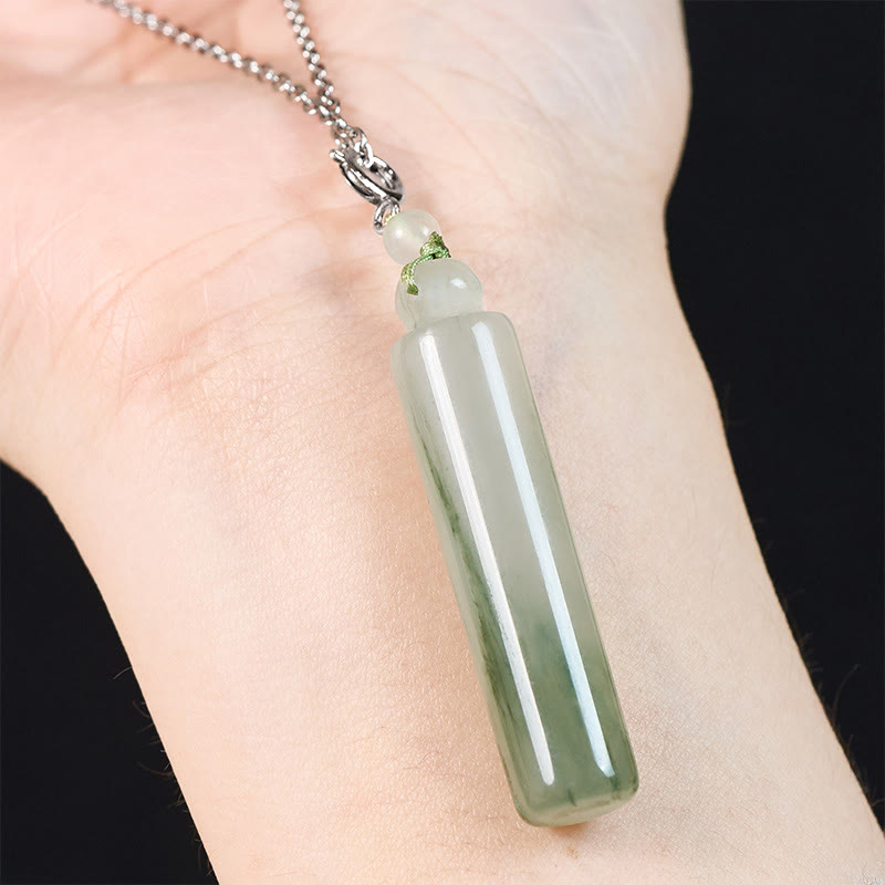EverestArtstudios Cylinder Pattern Jade Luck Necklace Pendant