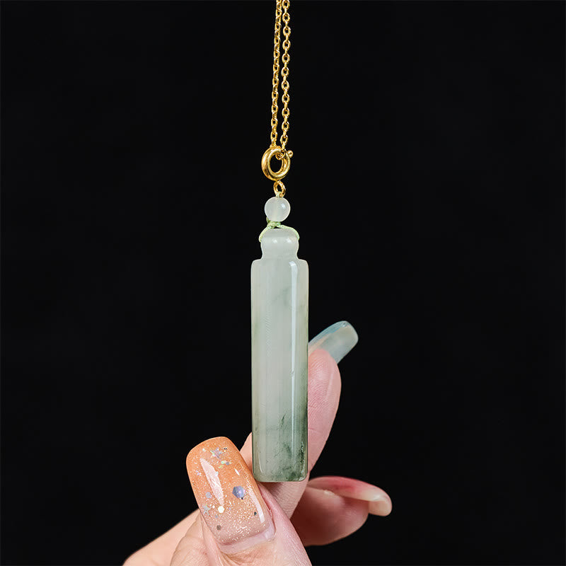 EverestArtstudios Cylinder Pattern Jade Luck Necklace Pendant