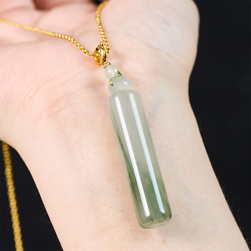 EverestArtstudios Cylinder Pattern Jade Luck Necklace Pendant