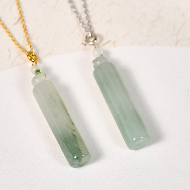 EverestArtstudios Cylinder Pattern Jade Luck Necklace Pendant