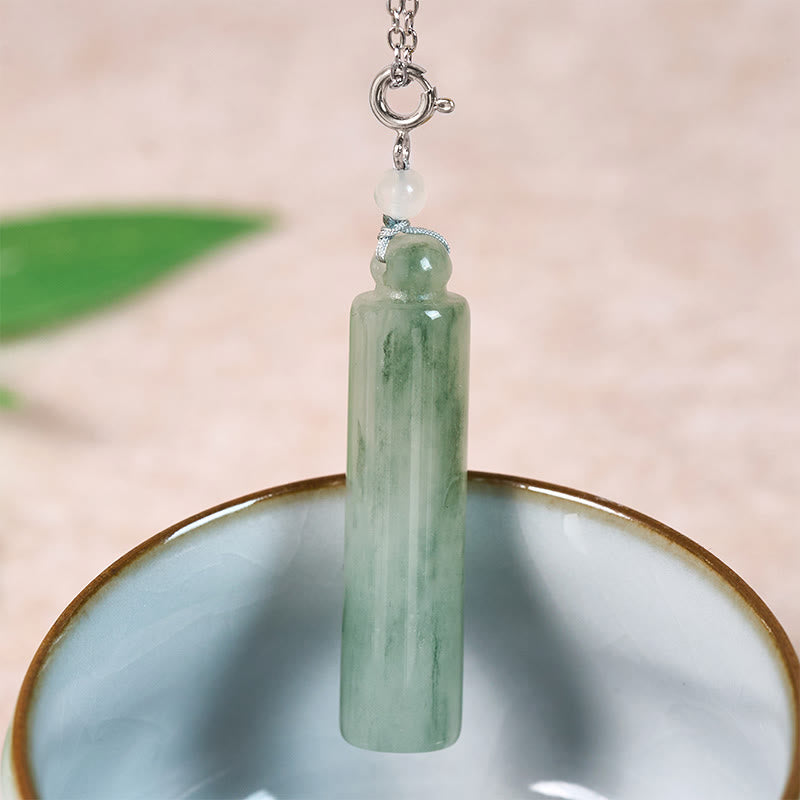 EverestArtstudios Cylinder Pattern Jade Luck Necklace Pendant
