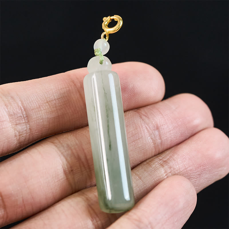 EverestArtstudios Cylinder Pattern Jade Luck Necklace Pendant